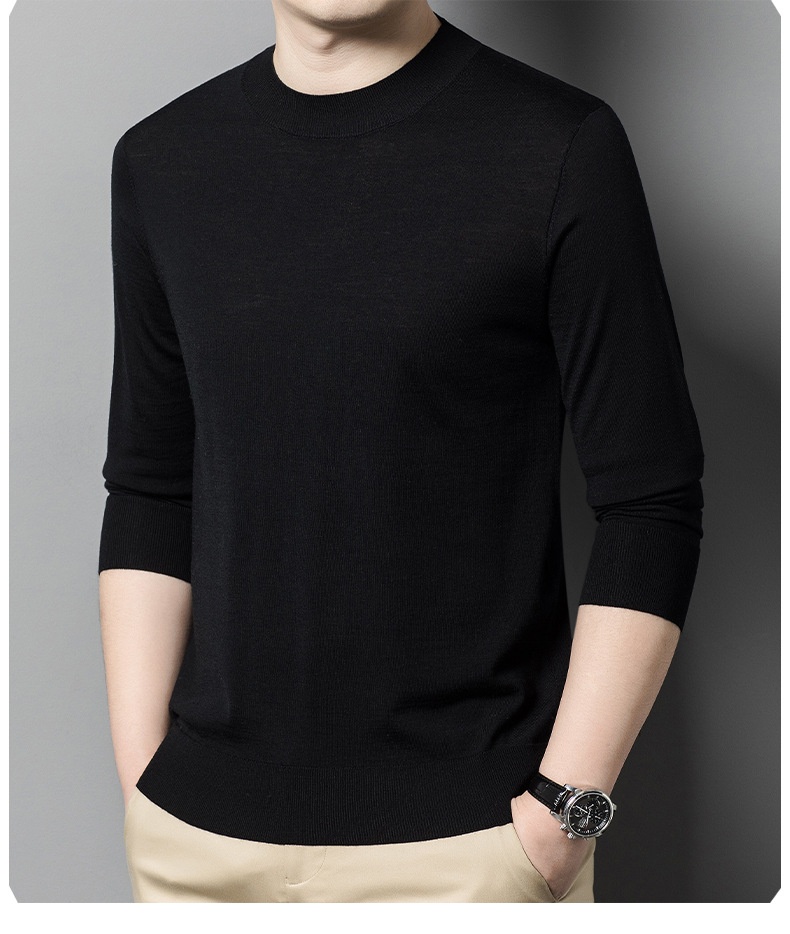 Maglione da uomo in lana lavorata a maglia a collo alto, sottile e lavabile in lavatrice, di alta qualità, per uomini giovani e di mezza età_voghion.com