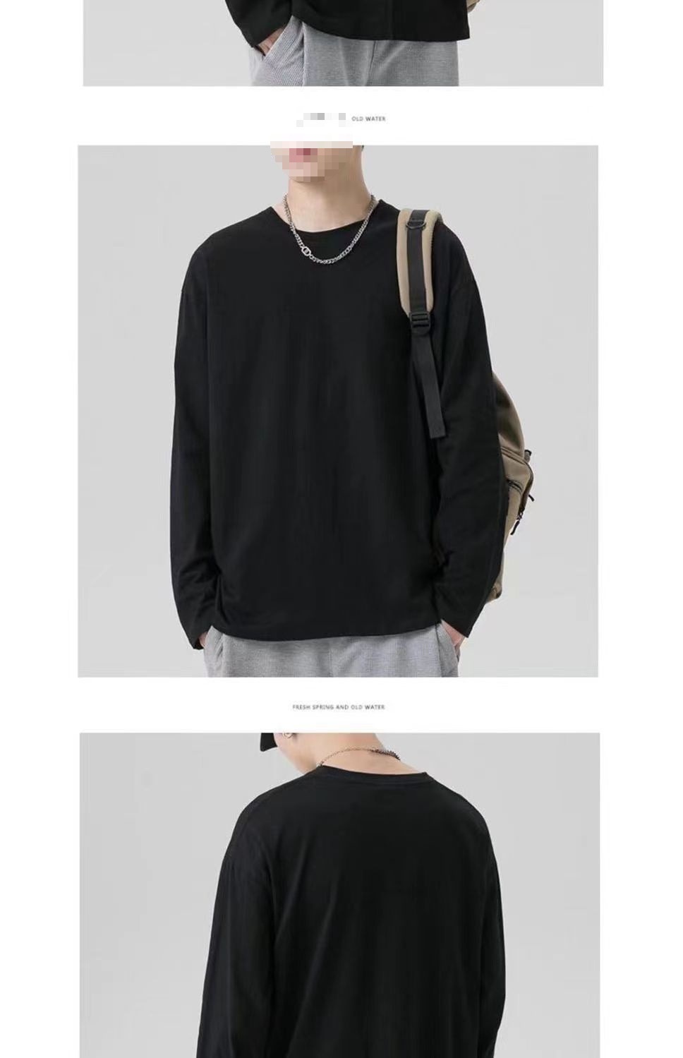 Maglietta a maniche lunghe da uomo in tinta unita, outfit da coppia, maglietta in stile giapponese, intimo, felpa girocollo_voghion.com