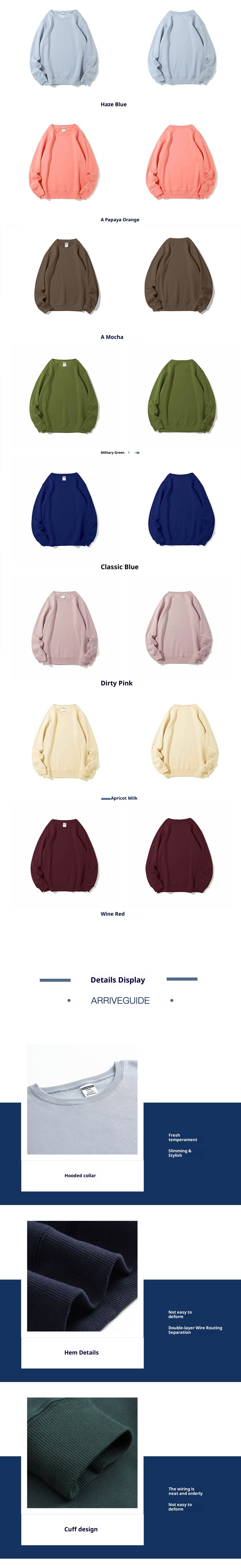 boy AG Plain Crew Neck Solid Color Fleece Arrive Guide Sweatshirt Autumn Winter AG024Y1_voghion.com
