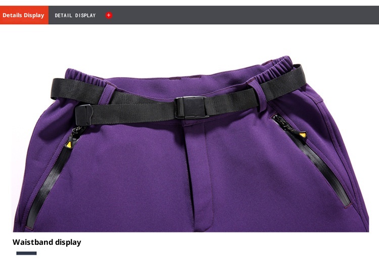 001 Winter Fleece-Lined For Men Women, Windproof And Waterproof, Hiking Pants, Couples' Warm Softshell Pants_voghion.com