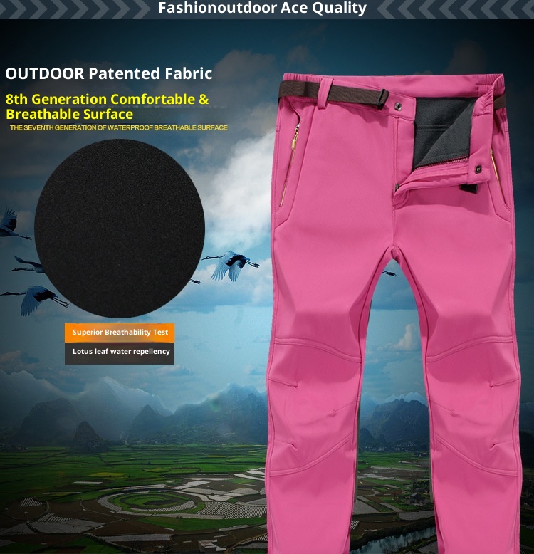 001 Wholesale Outdoor Men's Soft Shell Jacket Thickened Fleece Warm Breathable Windproof Mountaineering Casual Stretch Pants_voghion.com