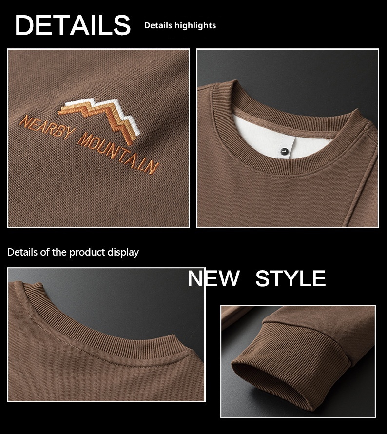 Felpa invernale imbottita con fodera in pile Anyang per uomo 2024, nuovo strato di base con scollo rotondo, calda e casual da uomo_voghion.com