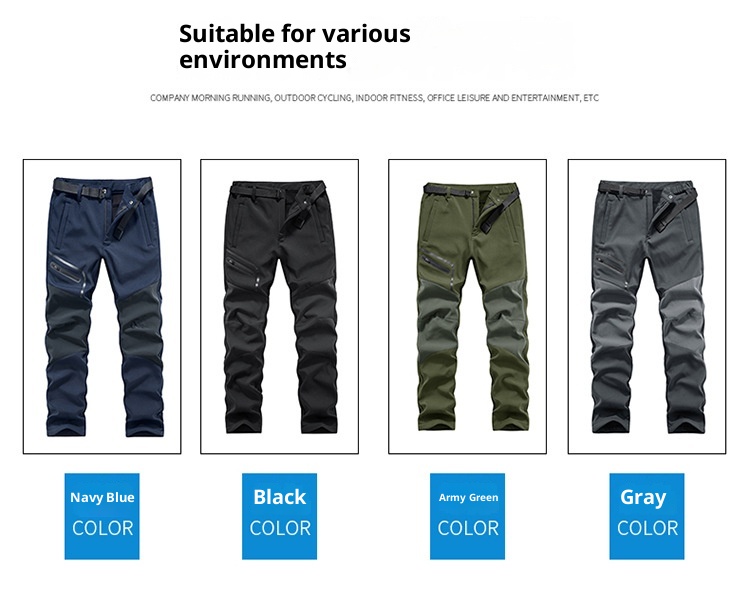 001 Outdoor Sports Casual Softshell For Men, Autumn Winter Fleece-Lined Thickened Warm Hiking Pants, Waterproof And_voghion.com