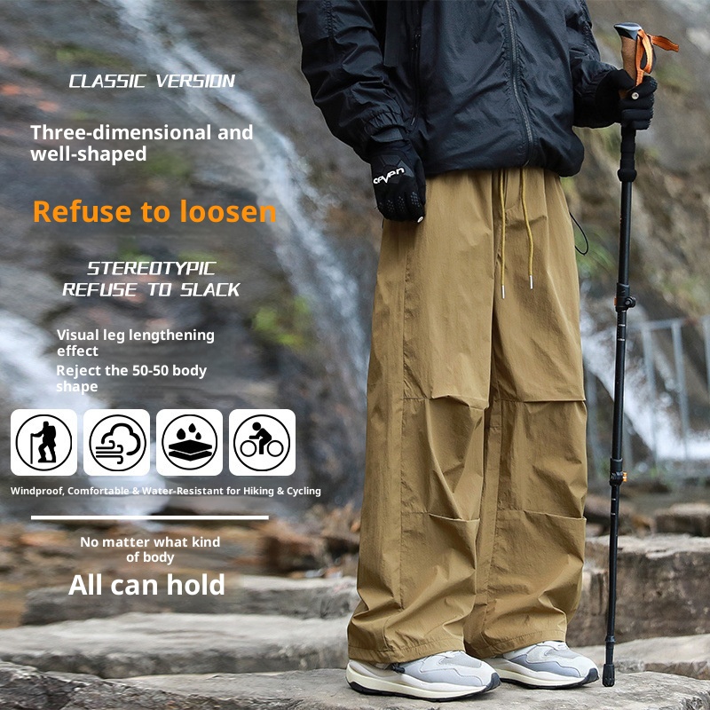 001 Outdoor Hiking Functionele rechte broek voor mannen en vrouwen, snel drogende casual losse waterdichte trekkingbroek met wijde pijpen,_voghion.com