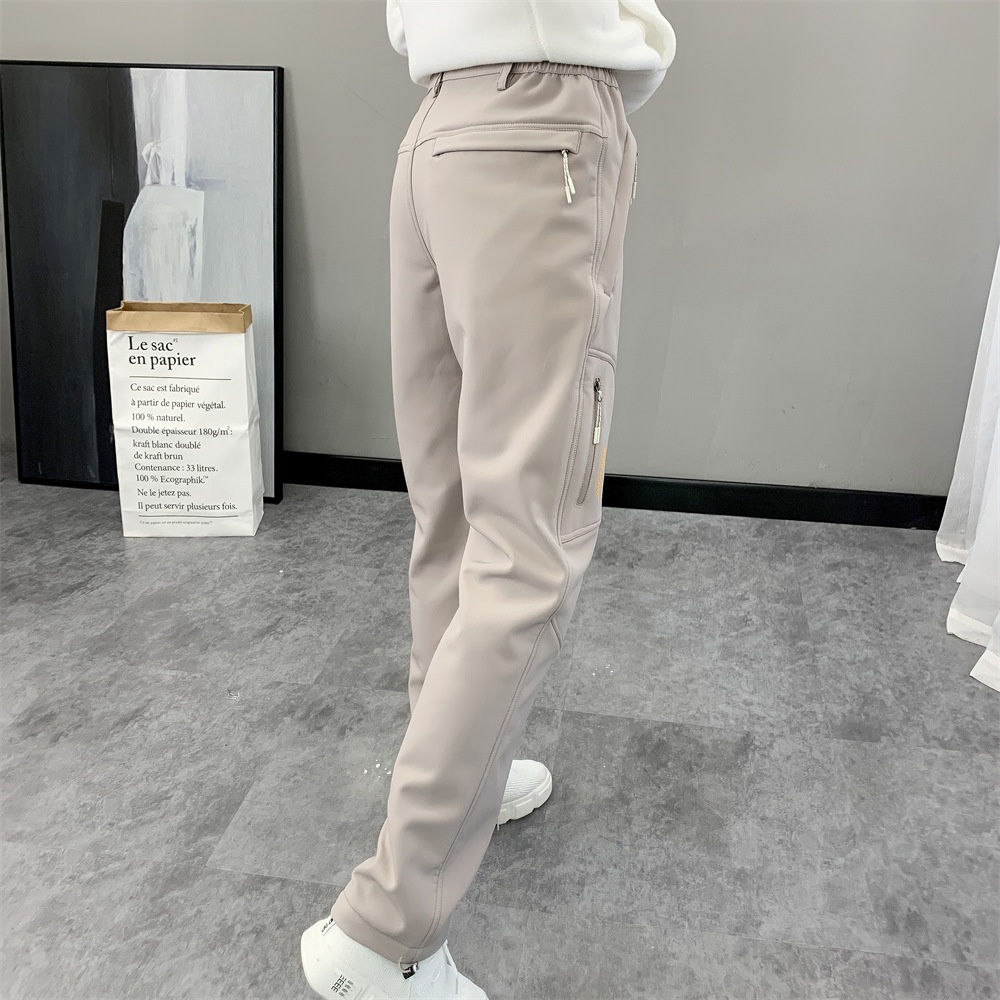 001 Winddichte und wasserdichte, mit Thermofleece gefütterte, dicke, lange Softshell-Wanderhose für Damen und Herren, Herbst und Winter_voghion.com