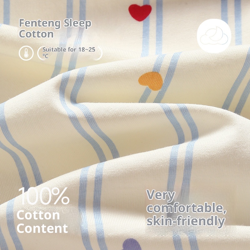 ChicShe Sleep Spring And Autumn New Long Sleeve Women's Pajamas Striped Cute Cartoon Loose Cotton Homewear Set_voghion.com