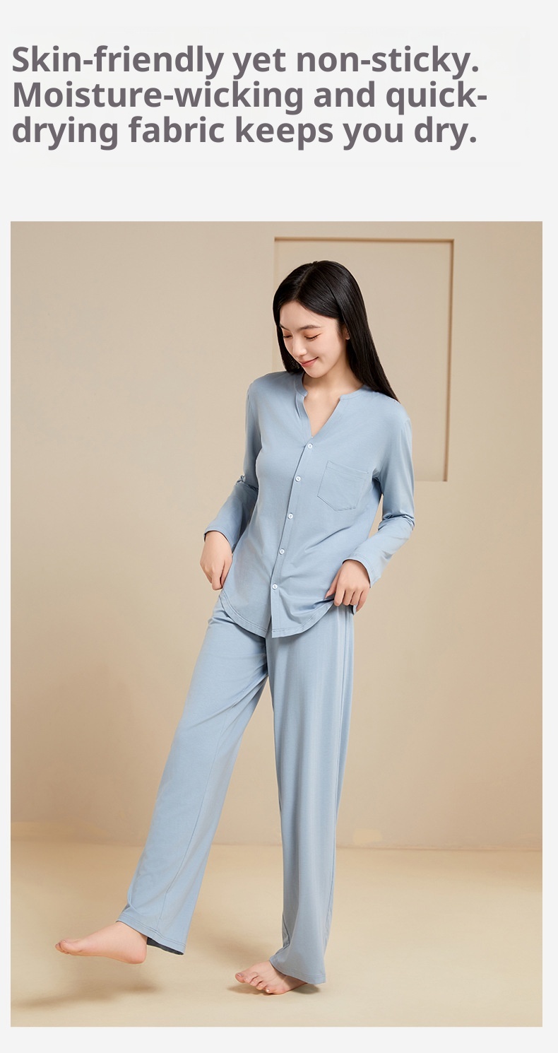 ChicShe Classe A Pigiama da donna in Tencel, traspirante, antibatterico, a maniche lunghe, autunnale, in cotone, per la casa, Xinjiang_voghion.com