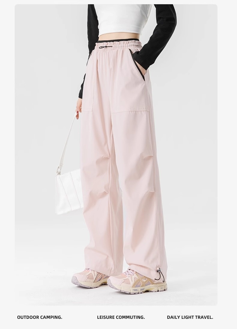 001 Woodpecker Pantalones casuales de verano para mujer, largos, con cordón, sencillos, de cintura alta, adelgazantes, de pierna ancha, para exteriores, para hombre_voghion.com