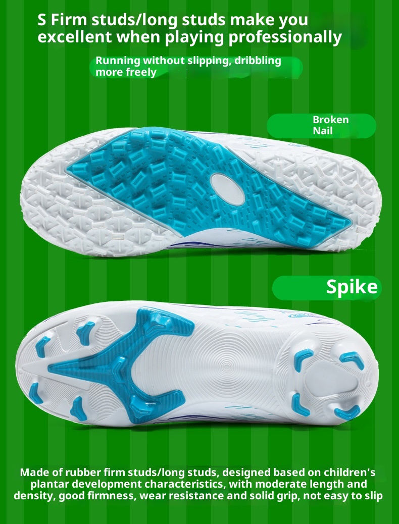 ShoeGlobe Children's Youth Football Broken Studs For Boys Students Big Kids Competition Soccer Grass Training Shoes With Velcro_voghion.com
