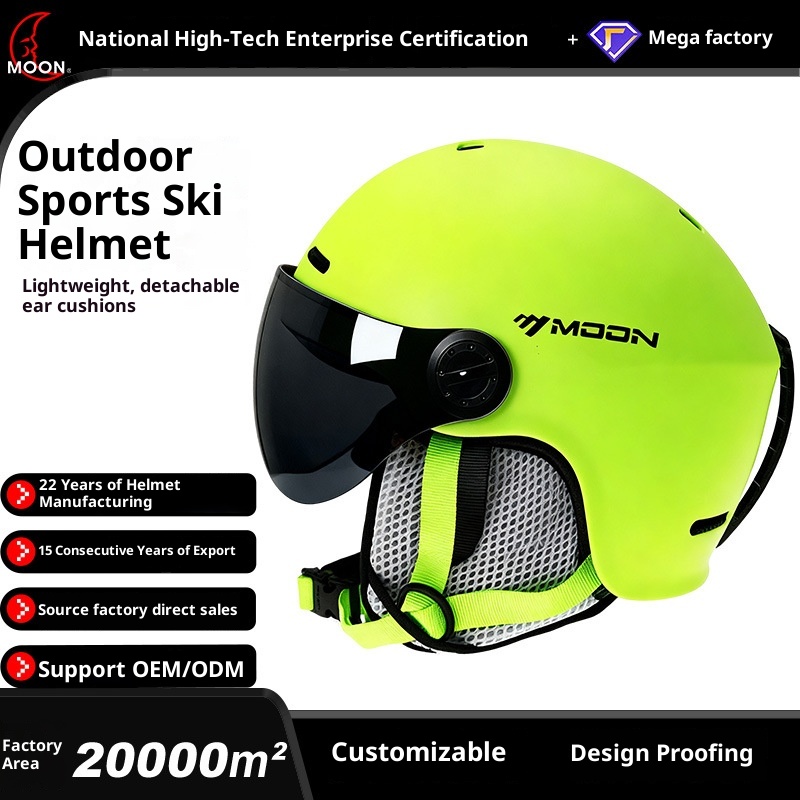 001 Ski Aziatische hoofdvorm beschermende uitrusting voor mannen en vrouwen harde helm anti-botsing met bril eendelig ontwerp_voghion.com