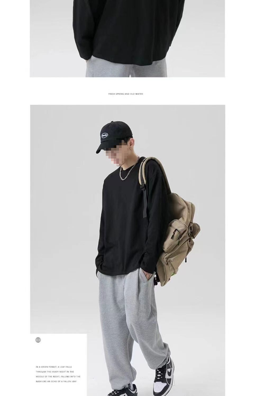 Maglietta a maniche lunghe da uomo in tinta unita, outfit da coppia, maglietta in stile giapponese, intimo, felpa girocollo_voghion.com