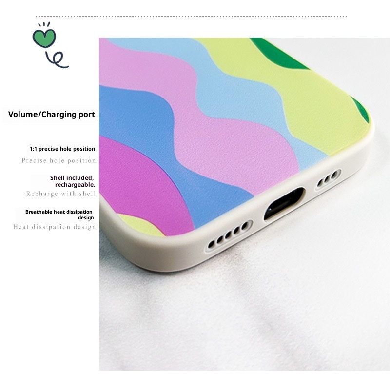 TechGlobe Hanging 16 Rainbow Strap 15 Pro Chain 14 Custodia morbida compatibile con iPhone 13_voghion.com