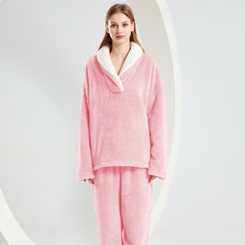 ChicShe Winter Cross-Border Women's Coral Fleece Comfortable Soft Pajamas Sleep Pants European And American Plus Size Homewear_voghion.com
