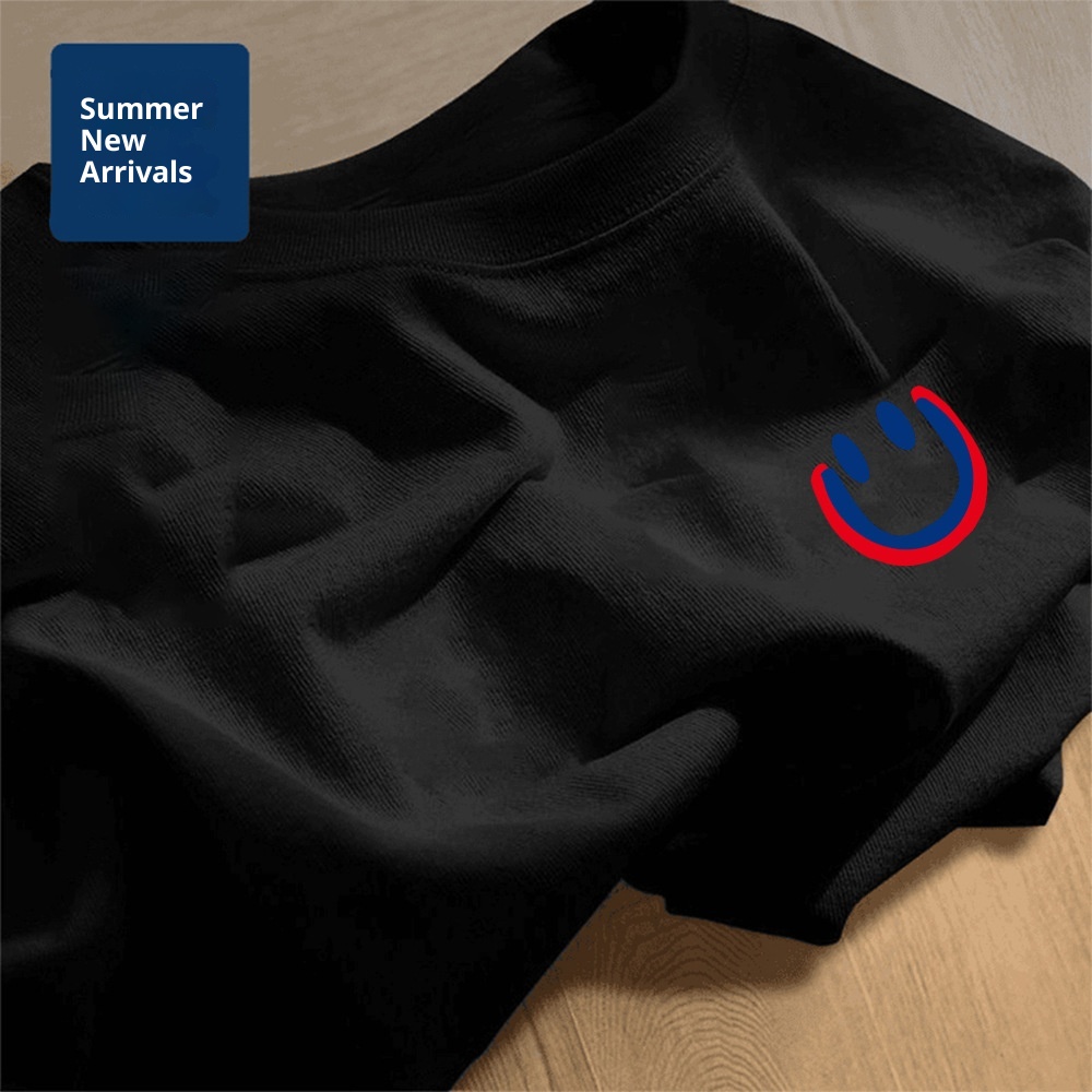 Maglietta casual da uomo in cotone, corta, stile americano, con stampa, a maniche corte, strato di base, girocollo, vestibilità ampia_voghion.com