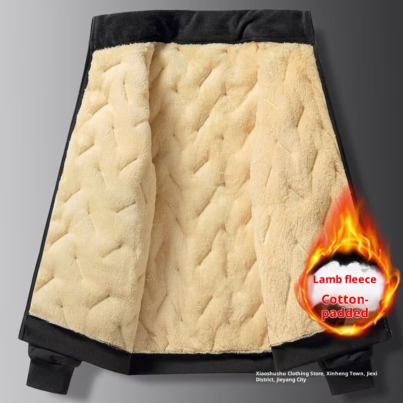 boy Source Manufacturer Plus Size Ultrasonic Lamb Wool Men's Warm Thickened Coat Casual Loose Outerwear Cotton Padded Jacket_voghion.com