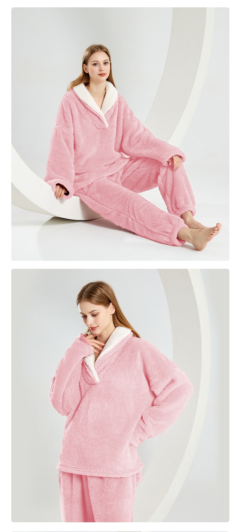ChicShe Winter Cross-Border Women's Coral Fleece Comfortable Soft Pajamas Sleep Pants European And American Plus Size Homewear_voghion.com