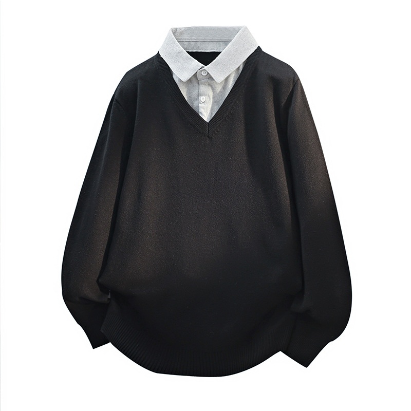 ragazzo Ragazzo Ragazzo Commercio Estero Transfrontaliero Dropshipping Trdy Nuovo 2025 Autunno Camicia Colletto Due Pezzi Maglione Pullover Per_voghion.com