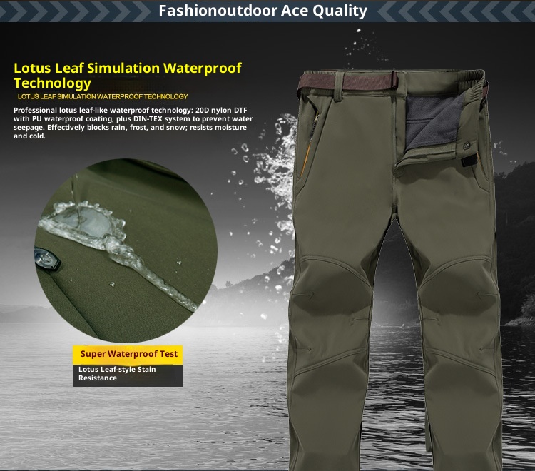 001 Wholesale Outdoor Men's Soft Shell Jacket Thickened Fleece Warm Breathable Windproof Mountaineering Casual Stretch Pants_voghion.com