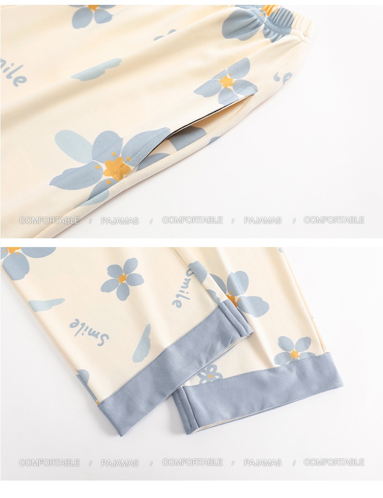 Pigiama ChicShe 100% cotone, primavera e autunno, cardigan a maniche lunghe, caldo abbigliamento da casa, comodo, morbido, vestibilità ampia, da donna._voghion.com