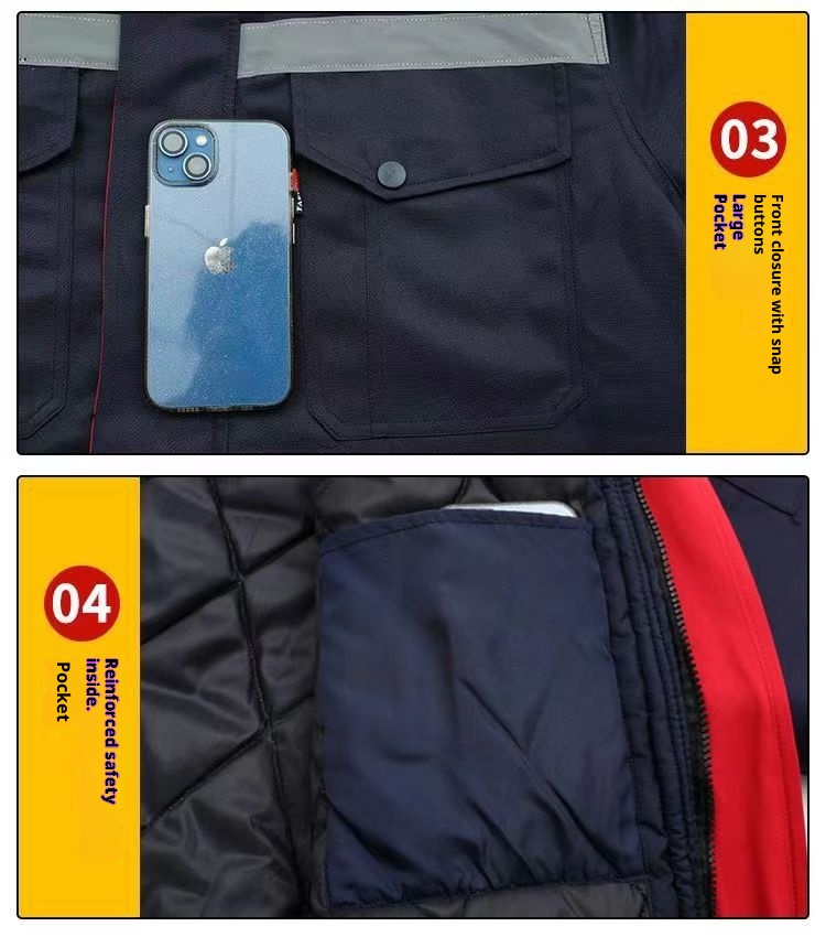 boy Winter Jacket For Men, Thickened, Wear-resistant, Cold-proof, Warm, Reflective Strips, Outdoor Cold Storage Work,_voghion.com