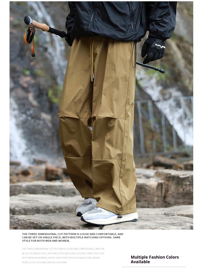 001 Outdoor Hiking Functionele rechte broek voor mannen en vrouwen, snel drogende casual losse waterdichte trekkingbroek met wijde pijpen,_voghion.com