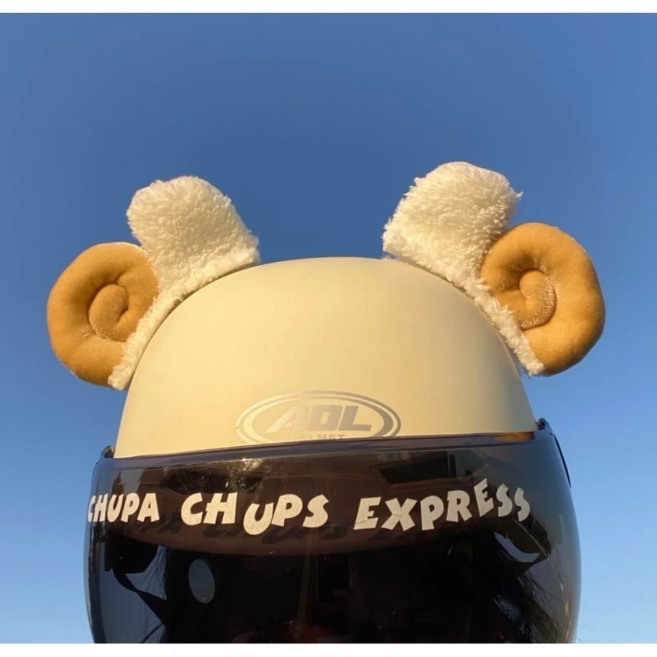 001 Angelababy Estilo Adorable Decoración de Orejas de Oveja para Vehículos Eléctricos Accesorios para Cascos de Esquí DIY_voghion.com