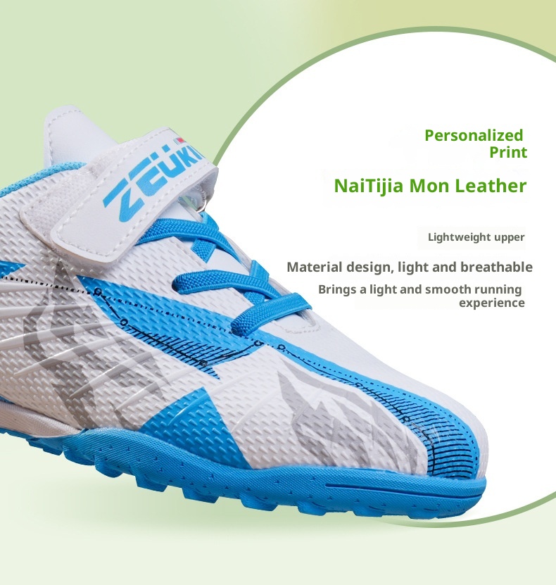 ShoeGlobe Zhizu Brand Soccer Children, No-Tie Shoelaces, Buckle TF Rubber Sole, Artificial Turf Training Shoes For Primary And_voghion.com