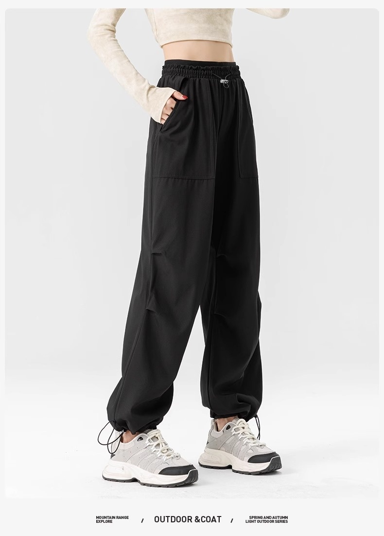 001 Woodpecker Pantalones casuales de verano para mujer, largos, con cordón, sencillos, de cintura alta, adelgazantes, de pierna ancha, para exteriores, para hombre_voghion.com