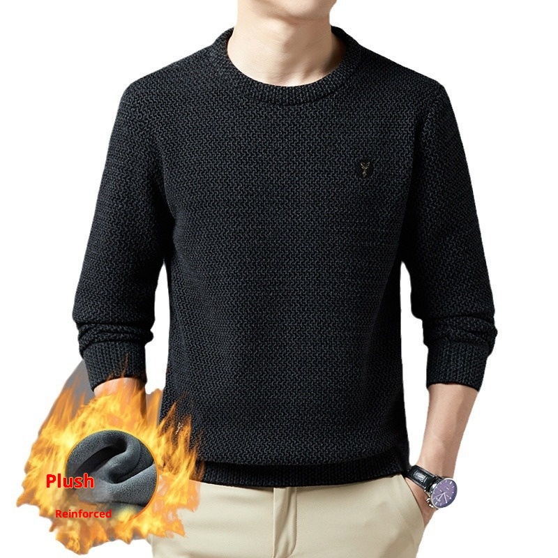 ragazzo Ragazzo Ragazzo Live Maglione lavorato a maglia invernale foderato in pile, collo rotondo, strato di base ispessito, abbigliamento da uomo Dropshipping_voghion.com