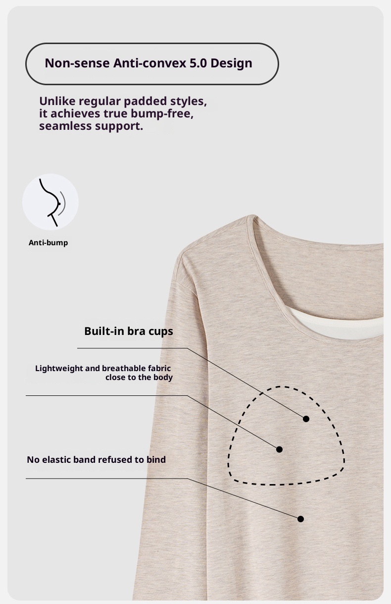 ChicShe Women's Pajamas Wih Ches Pads, Spring And Auumn Modal Thin Long Sleeve New Casual Two-Piece Pullover Homewear_voghion.com