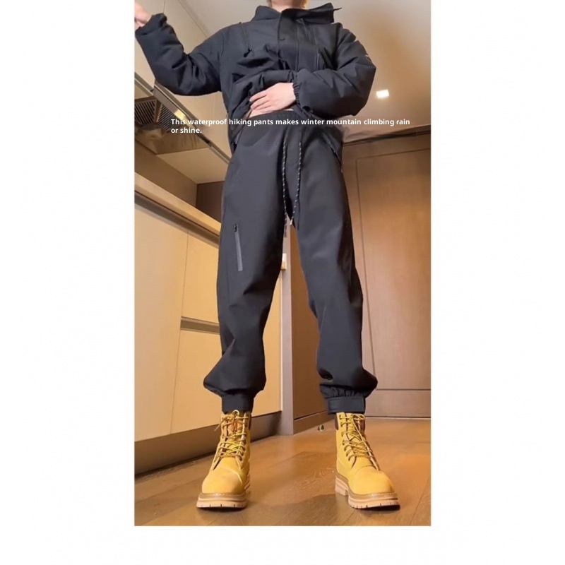 001 American Style Outdoor Functional Waterproof Softhell Men Winter High Street Fleece Lined Velcro Ski Hiking Jogger_voghion.com
