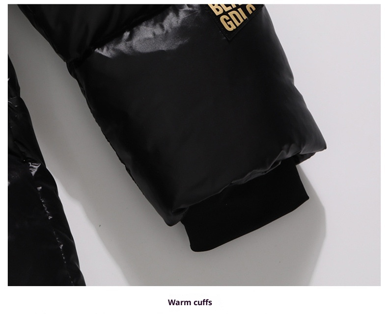 boy Unisex Black Gold Couple Short Style Duck Goose Down Jacket Men's Women's Top_voghion.com