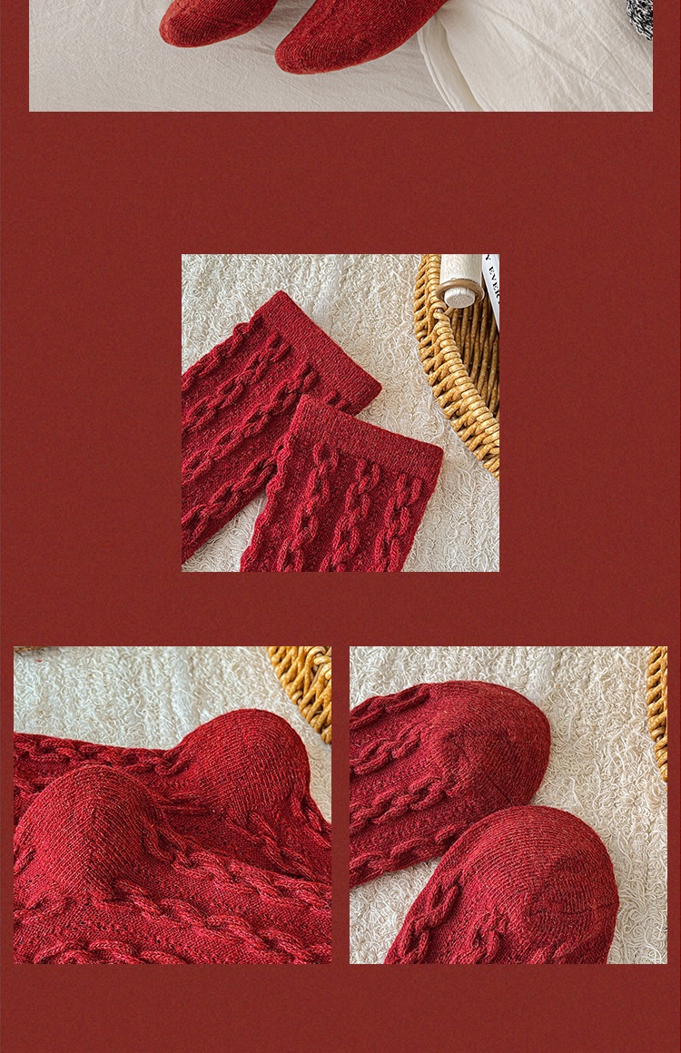 Calzini natalizi morbidi in lana rossa Angora di Lillian Suxinaimin, motivo: serpente, per donne, per capodanno_voghion.com