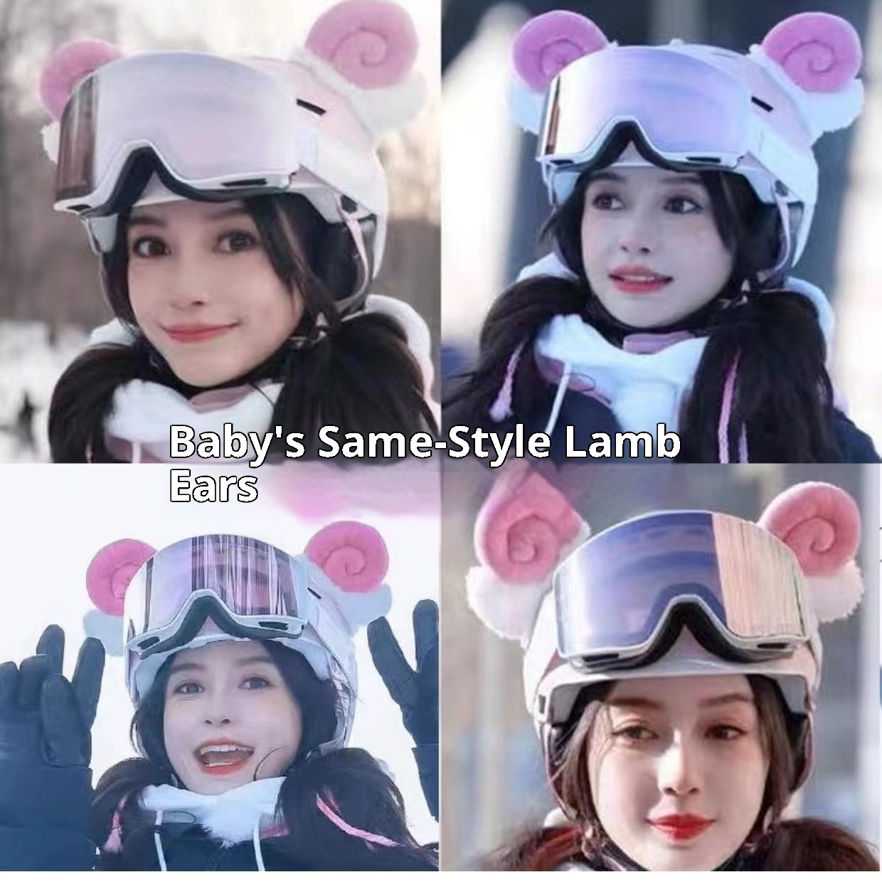 001 Angelababy Estilo Adorable Decoración de Orejas de Oveja para Vehículos Eléctricos Accesorios para Cascos de Esquí DIY_voghion.com