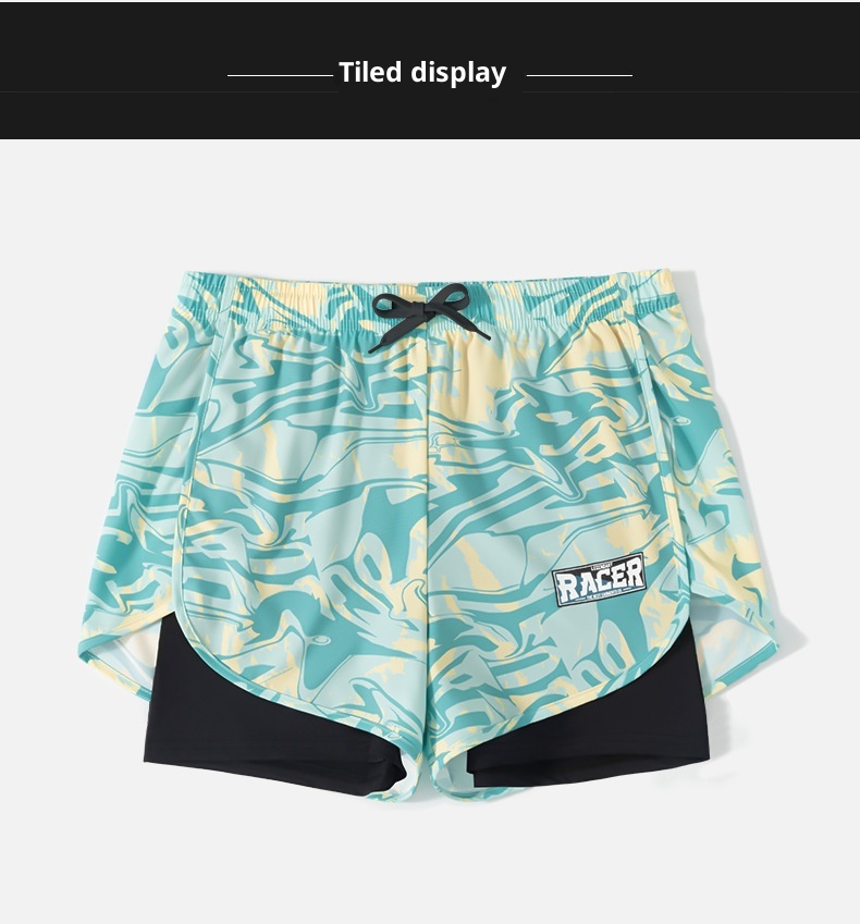 001 001 Swim Trunks Men's Boxer Five-Point Swimsuit Set Anti-Embarrassment New Professional Beach Adult Swimming Gear_voghion.com