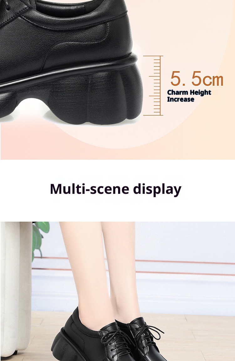 Mocassins femininos genuínos de sola grossa, estilo britânico, com salto baixo e cadarço, modelo primavera/outono 2024._voghion.com