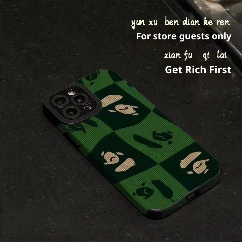 Étui à carreaux vert foncé TechGlobe compatible iPhone 13, 11/12 Pro, XR, XS Max, 8 Plus, souple, unisexe_voghion.com