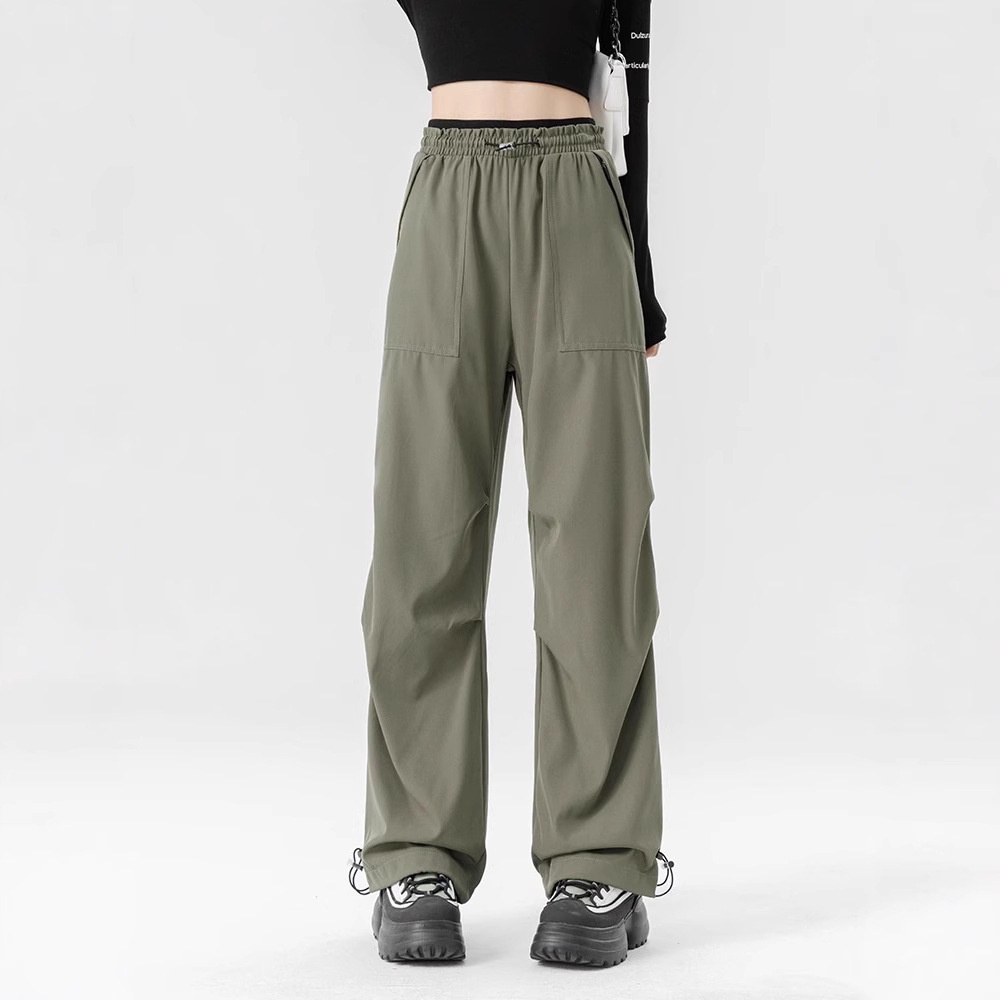 001 Woodpecker Pantalones casuales de verano para mujer, largos, con cordón, sencillos, de cintura alta, adelgazantes, de pierna ancha, para exteriores, para hombre_voghion.com