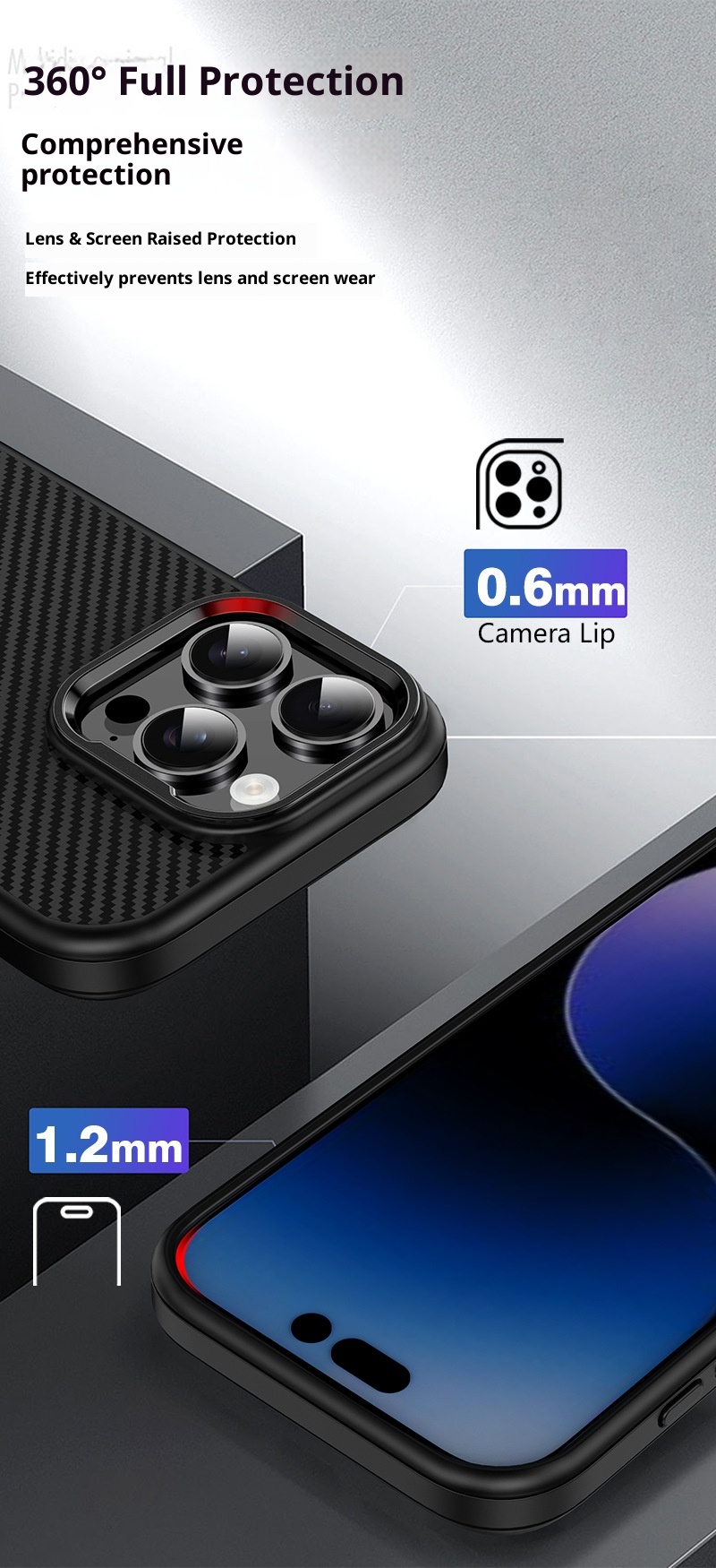 TechGlobe Adatto per il telefono cellulare 16promax Nuova custodia protettiva anti-caduta per iPhone 16pro, 16plus in fibra di carbonio_voghion.com