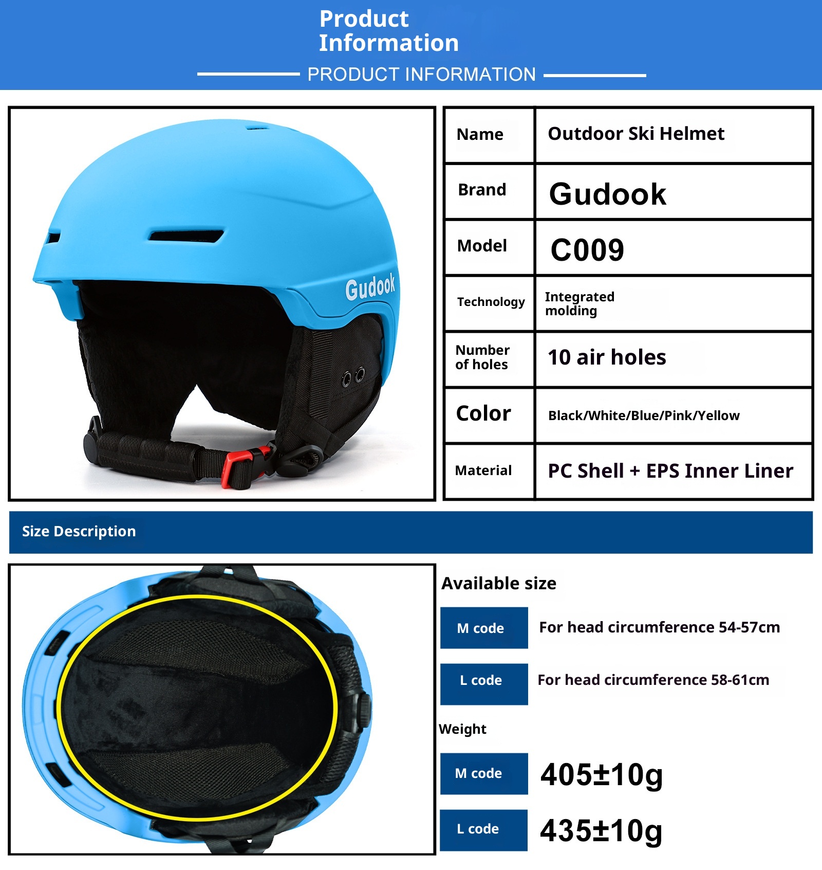 001 Casco da sci e snowboard anti-collisione blu da uomo e da donna, cappello protettivo da esterno_voghion.com