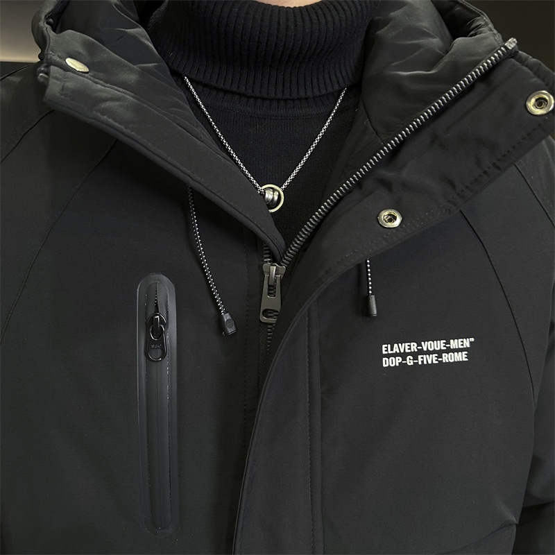 Winterdaunenjacke im gleichen Stil für Herren, trendige Marke, attraktive Kapuzenjacke, Arbeitskleidung, dicker, warmer Mantel_voghion.com