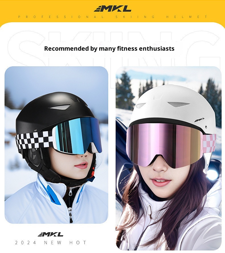 001 Professional Ski Helmet Hat Snow Goggles Integrated For Men Women Adults And Children Full Set Safety Gear_voghion.com
