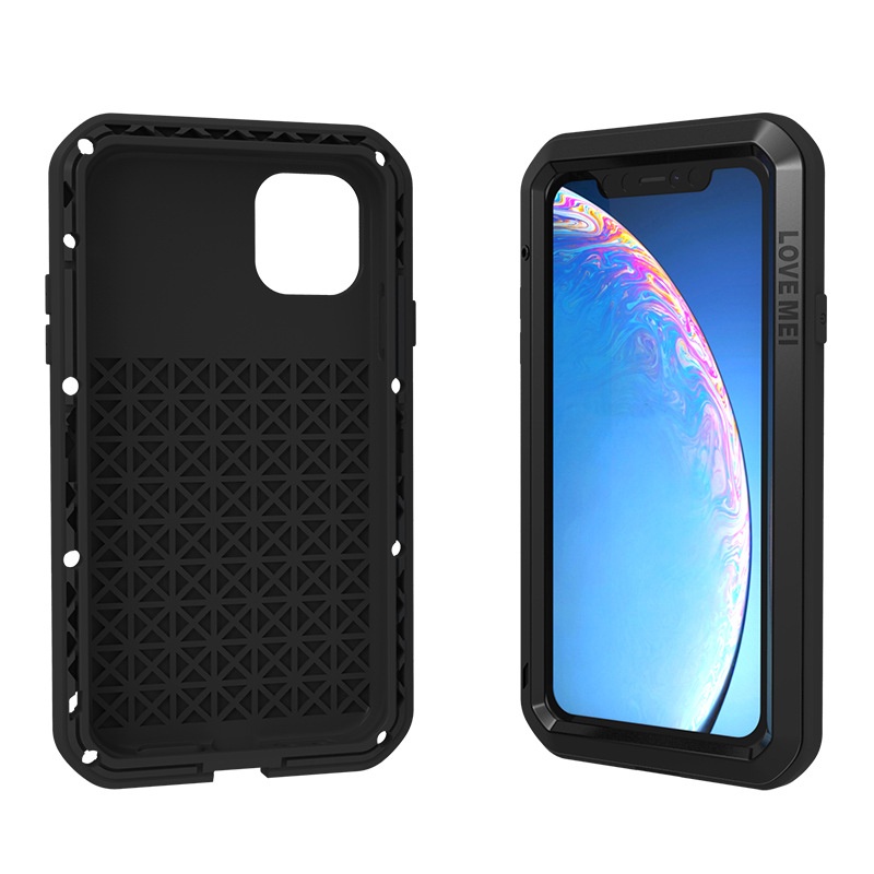 TechGlobe Compatible With IPhone 11 Shockproof Phone Case Thickened Silicone Full Coverage Military Anti-drop Metal Frame_voghion.com