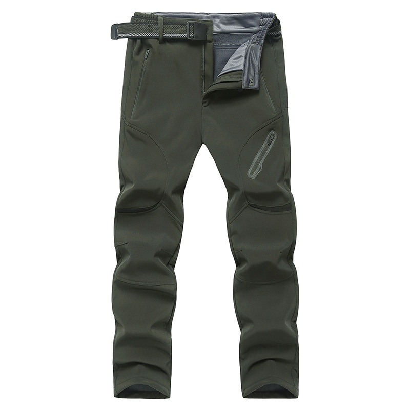 001 Outdoor Soft Shell Plus Extra Large Man Big Size Four-Way Stretch Fat Gothic Style Cargo Fleece-Lined Pants_voghion.com