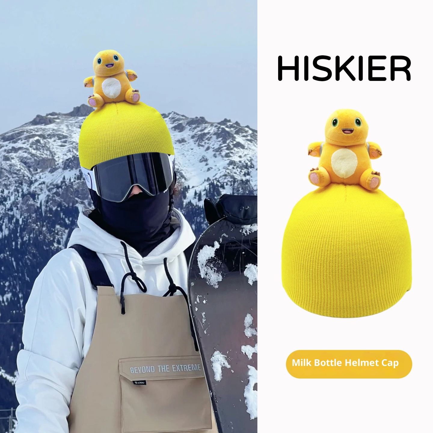 001 Bella Original Ski Cover Cartoon Kinder-Motorradhelm-Dekoration Gelber Milchdrache Rucksackstil_voghion.com