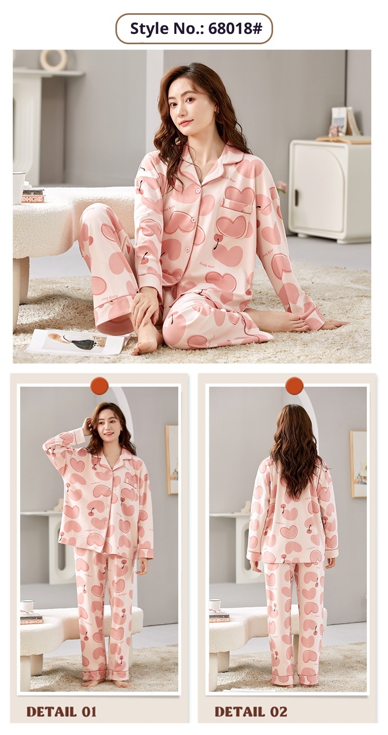 Pigiama ChicShe 100% cotone, primavera e autunno, cardigan a maniche lunghe, caldo abbigliamento da casa, comodo, morbido, vestibilità ampia, da donna._voghion.com