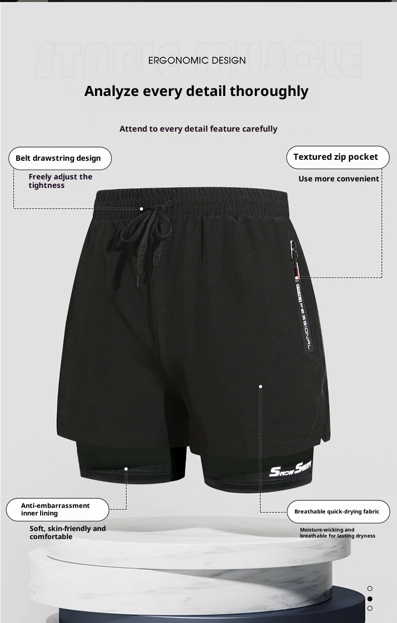 001 001 Herren Doppellagige Badehose, schnelltrocknend, Anti-Peinlichkeits-Badehose, Strandshorts, Badebekleidung für heiße Quellen, Set_voghion.com