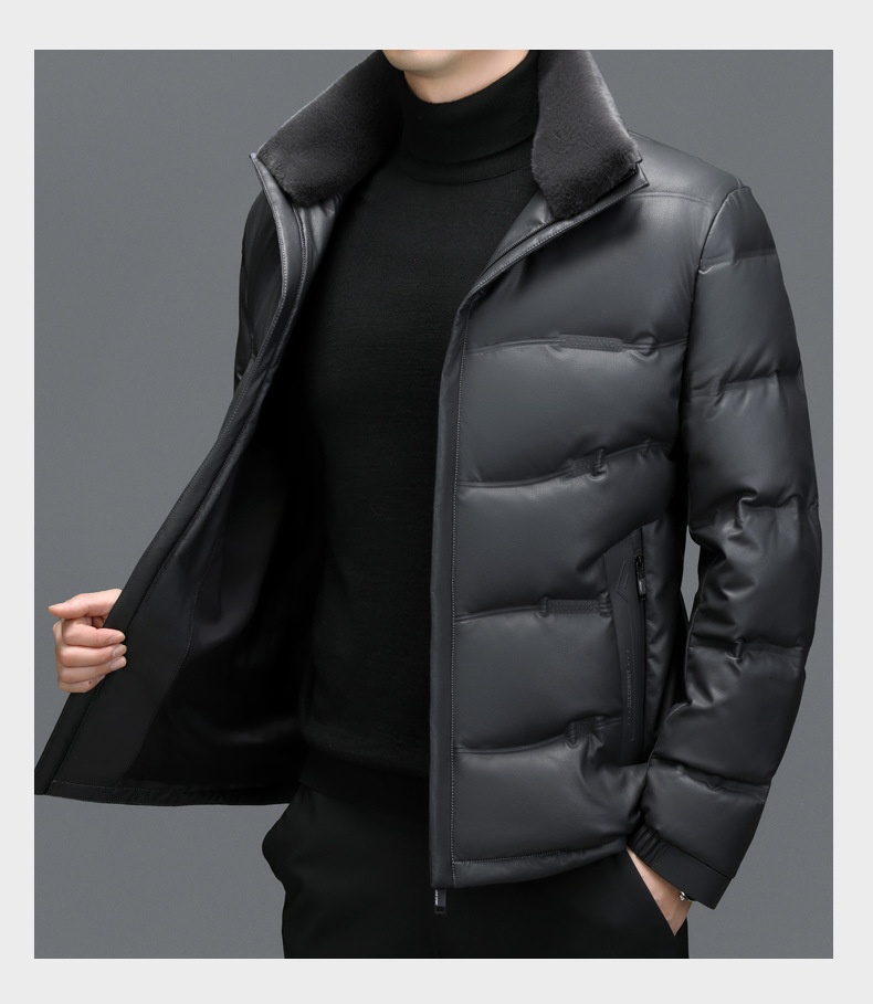boy Plus Size Casual Sheepskin Warm Thick Genuine Leather Men's Coat Dad's Down Jacket_voghion.com