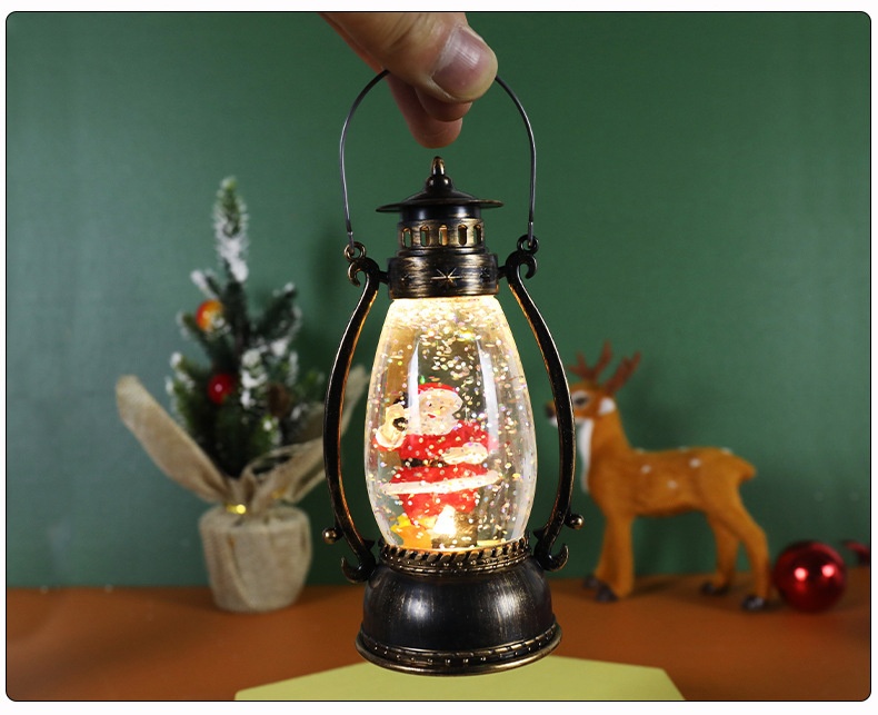 Lillian Decorations Crystal Ball Glowing Handheld Oil Lamp Snow Floating Light Gift Christmas Tabletop Ornament_voghion.com