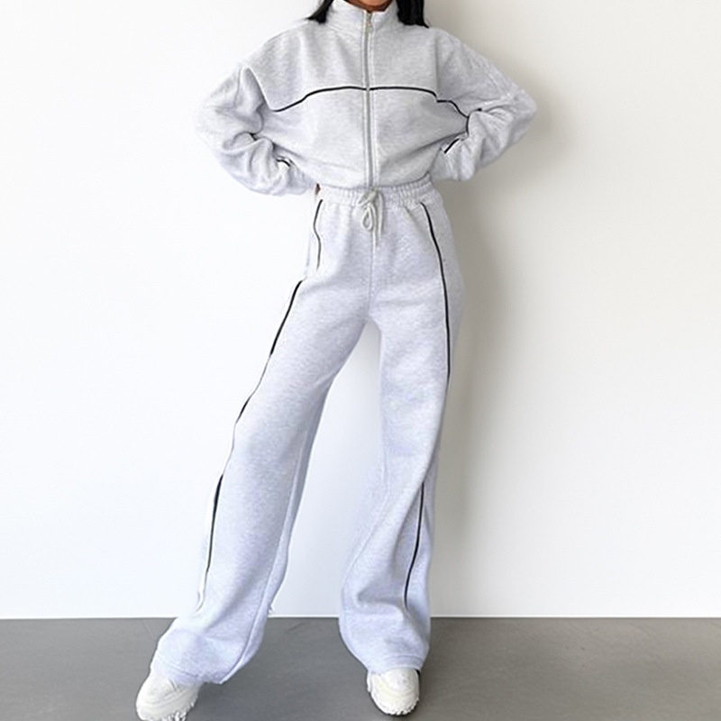 ChicShe 2025 Primavera Nuovo Stile Europeo e Americano Casual Cardigan con Cerniera a Collo Alto e Lacci Felpa Sportiva alla Moda_voghion.com